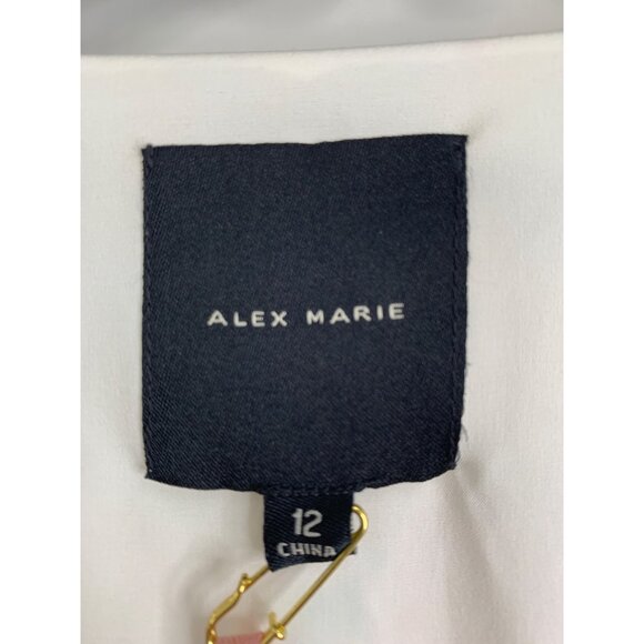 Alex Marie Pink Floral Wrap Midi Dress Tiered Puff Short Sleeves Sz 12 RD10175 - Picture 4 of 11